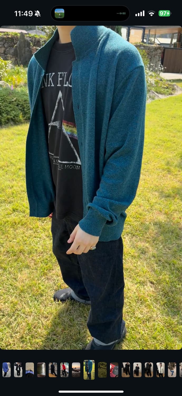 이얼즈어고 멜란지 블루 가디건 m 상품이미지5