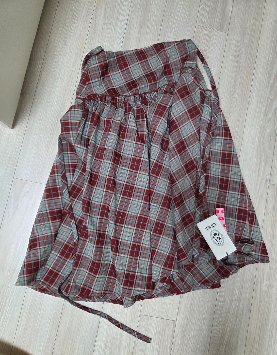Tartan Lettuce Trim Knotted Midi Skirt 상품이미지7