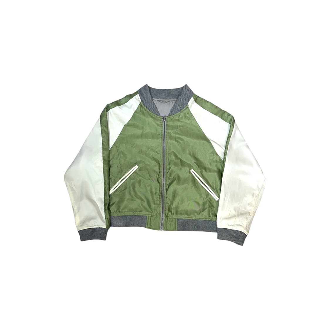 일본 빈티지 그린 화이트 스카잔 빈티지 크롭 스카잔 자켓  상품이미지4