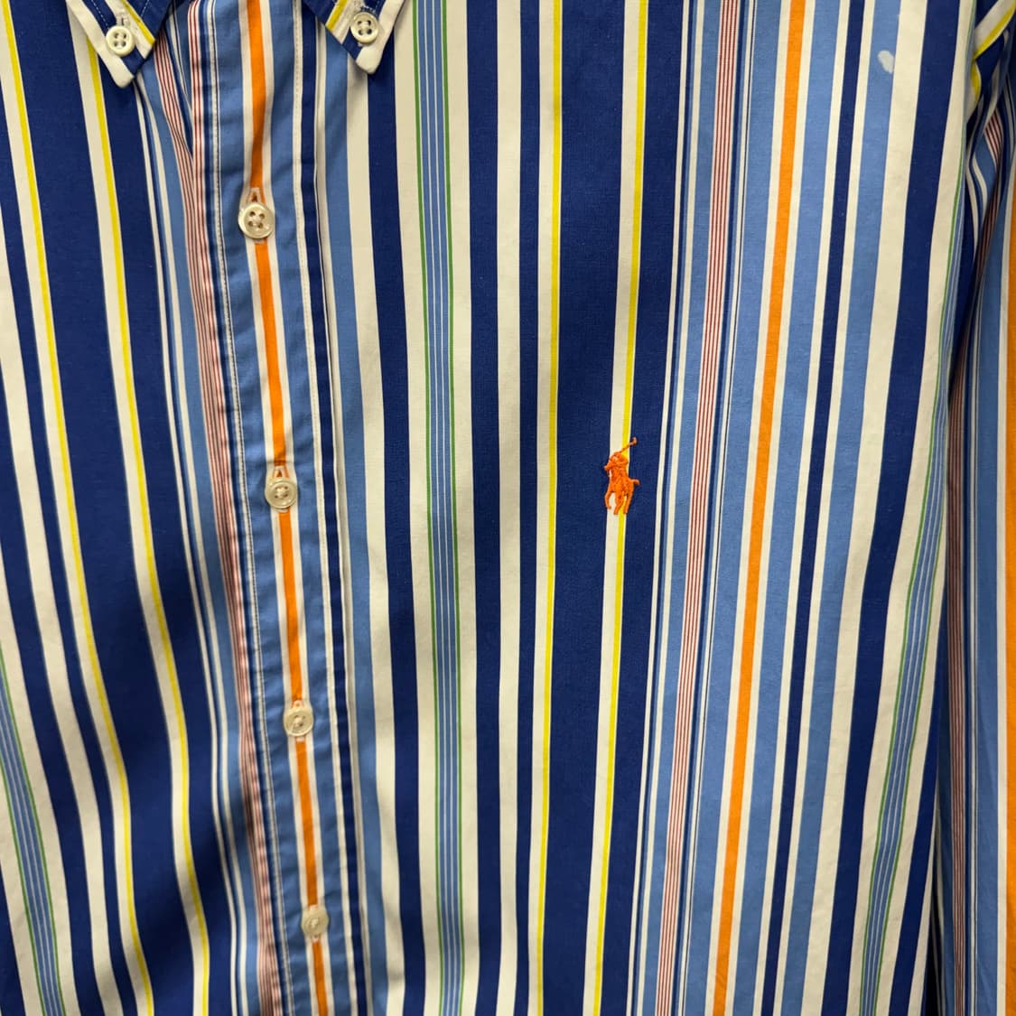 폴로 랄프로렌 멀티컬러 스트라이프 긴팔 셔츠 오렌지 포니 로고 포인트 상품이미지5