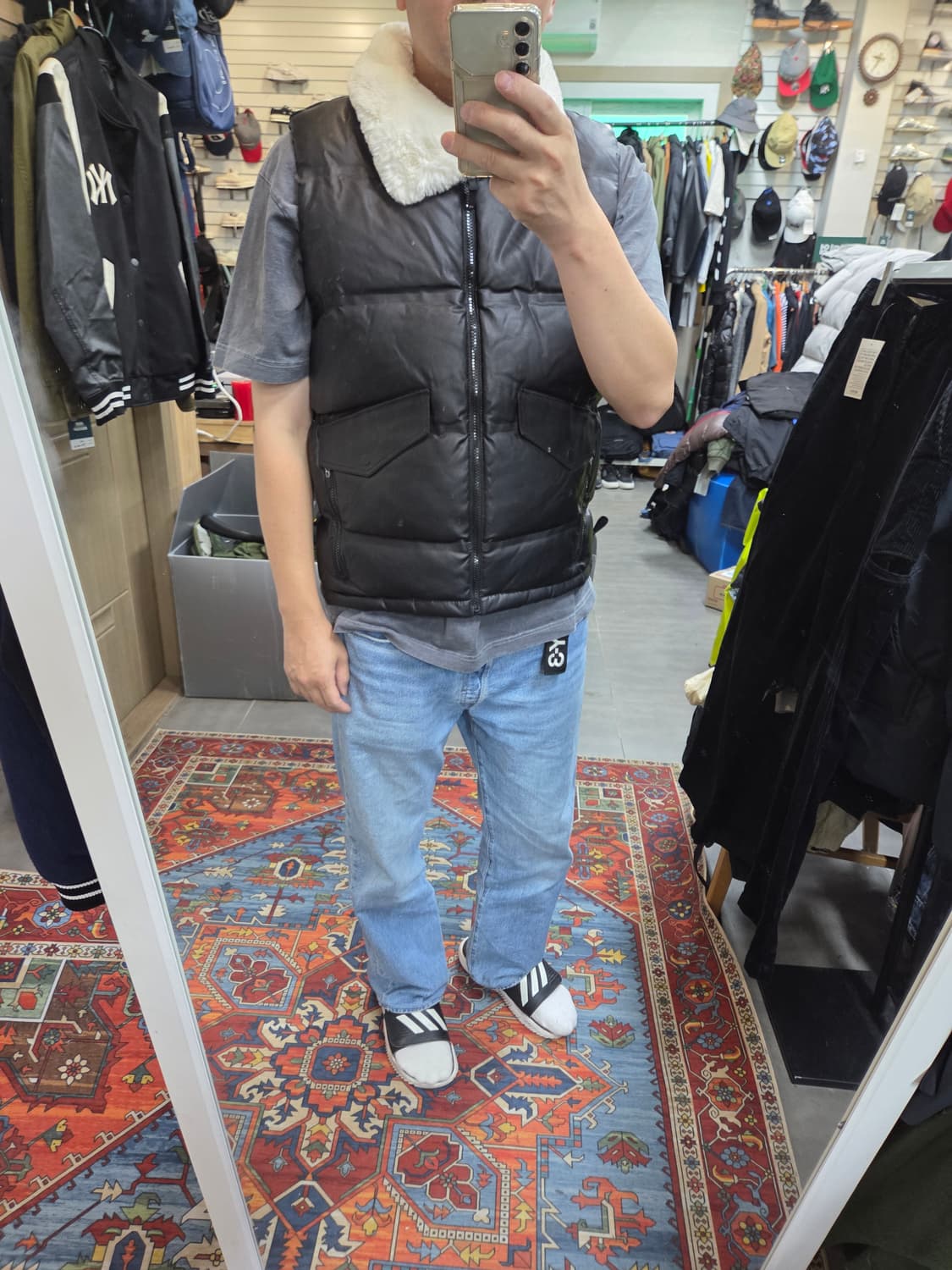 미스트랄 퍼 레더 덕다운 패딩조끼 xl 상품이미지8