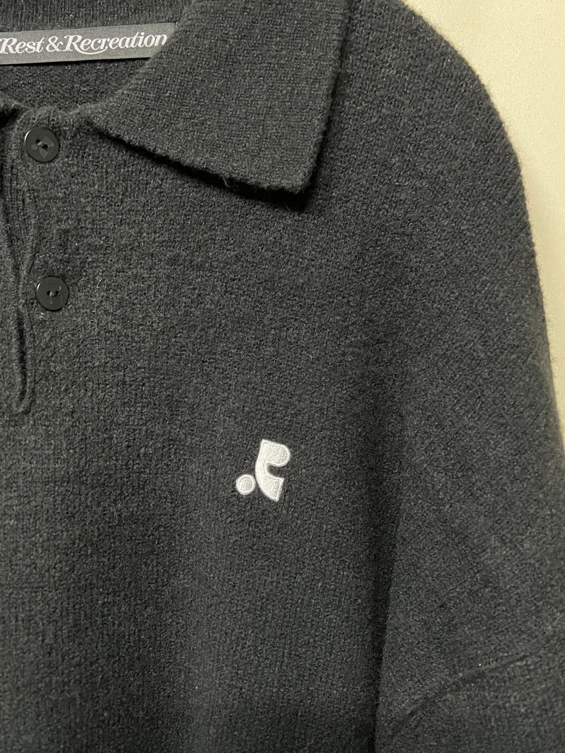 레스트앤레크레이션 오버사이즈 폴로 니트 탑 블랙 상품이미지5