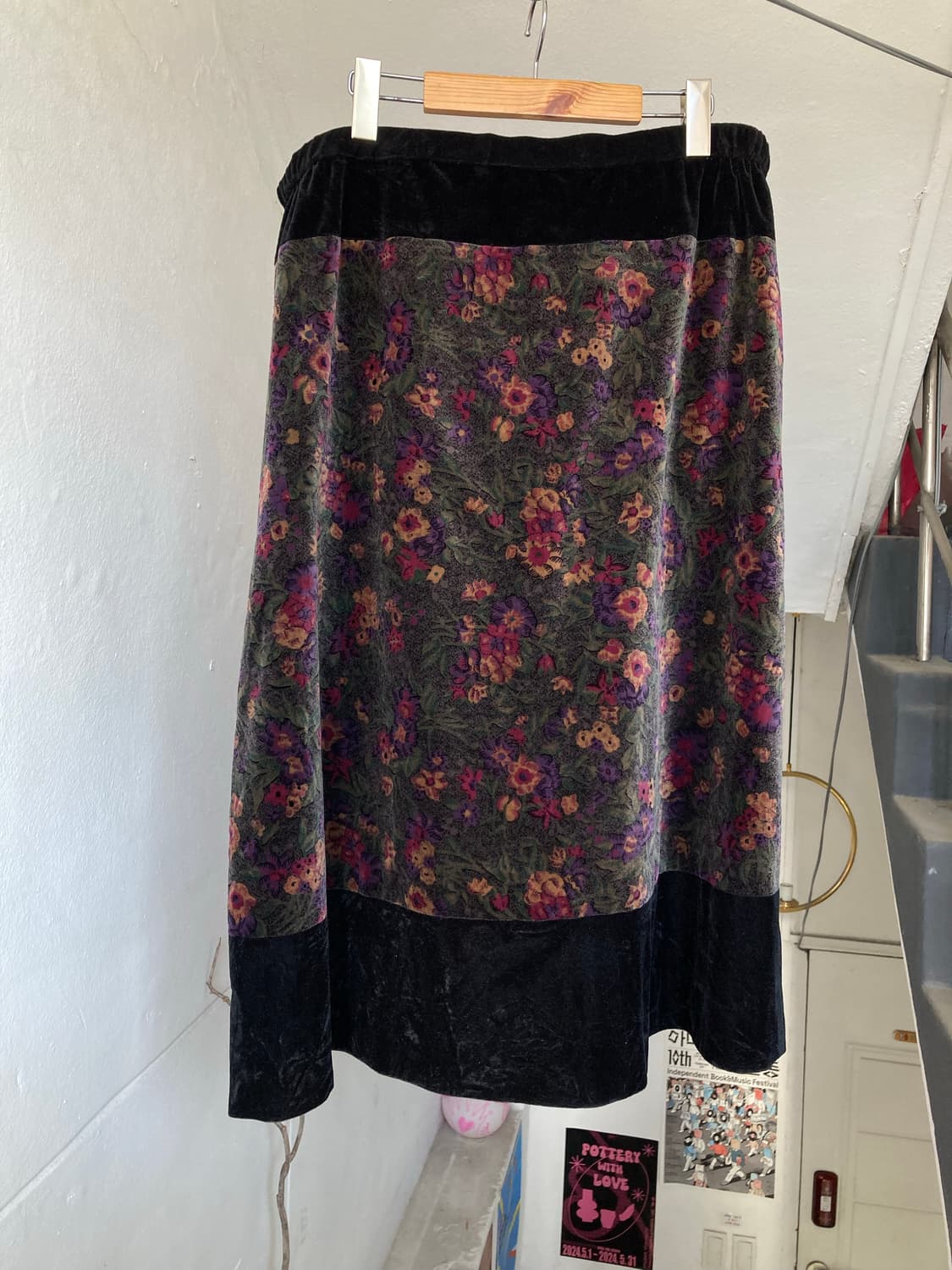 벨벳 빅사이즈 플라워 스커트 상품이미지1