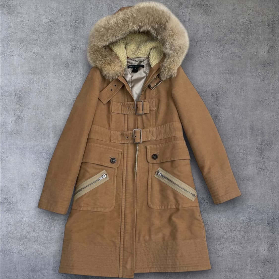 마크바이마크제이콥스  카멜 리얼퍼 후드 코트 자켓 XS 상품이미지1