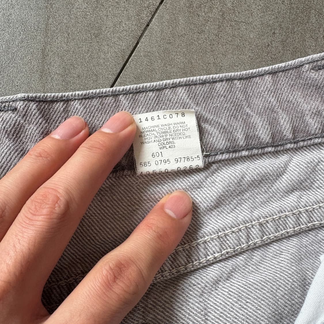 95년 미국 생산 리바이스 550 데님 오렌지탭 그레이 팬츠 상품이미지6