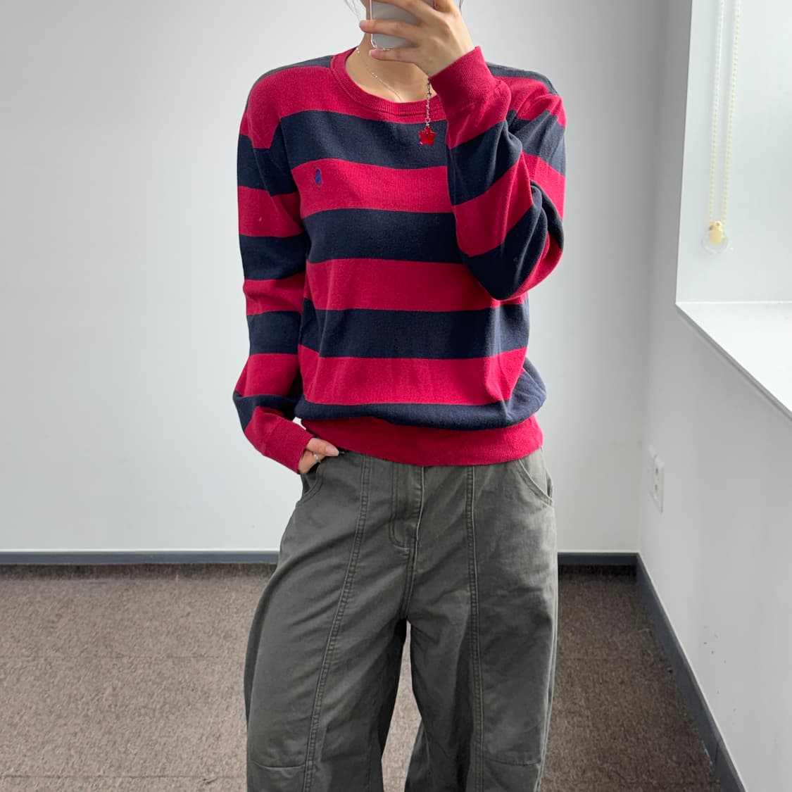 Polo 폴로 블루 포니 레드 네이비 단가라 롱슬리브 상품이미지1