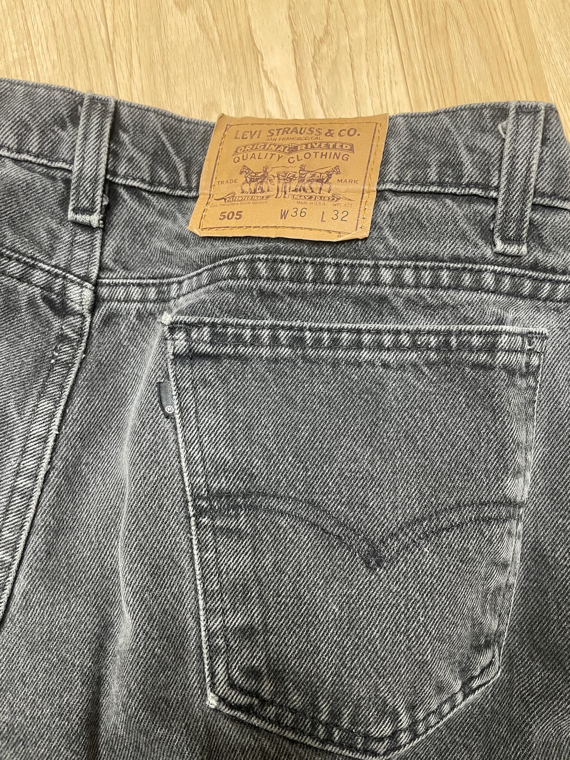 (36x32)90s 리바이스 505 블랙탭 블랭크탭 블랙그레이 상품이미지2