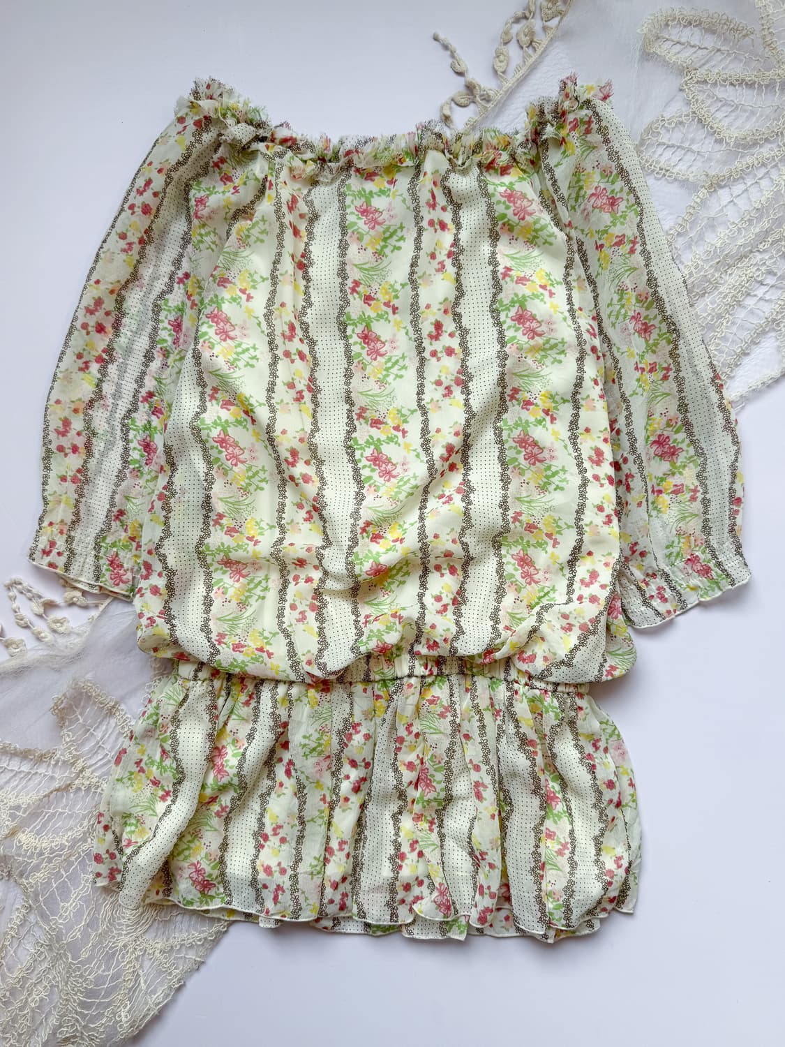 Floral Ruffled Button Blouse 0250 상품이미지6