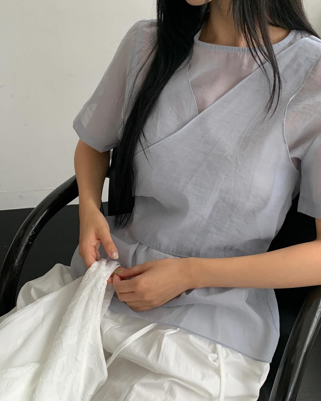 레이어드 랩 블라우스 상품이미지8
