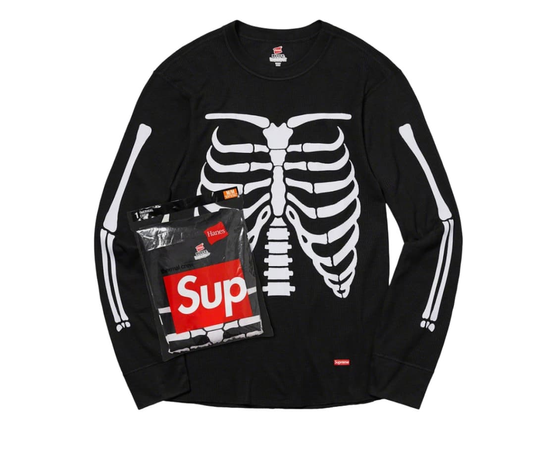 슈프림 헤인즈 본즈 써멀 크루 블랙 (1개입) 상품이미지1