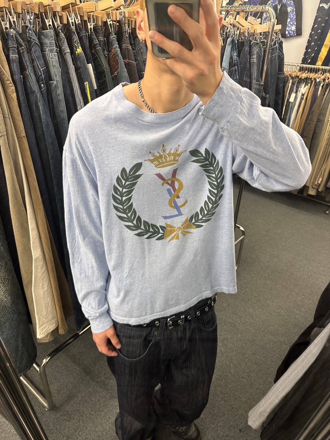 YSL 입생로랑 빈티지 롱슬리브 스카이블루 상품이미지1