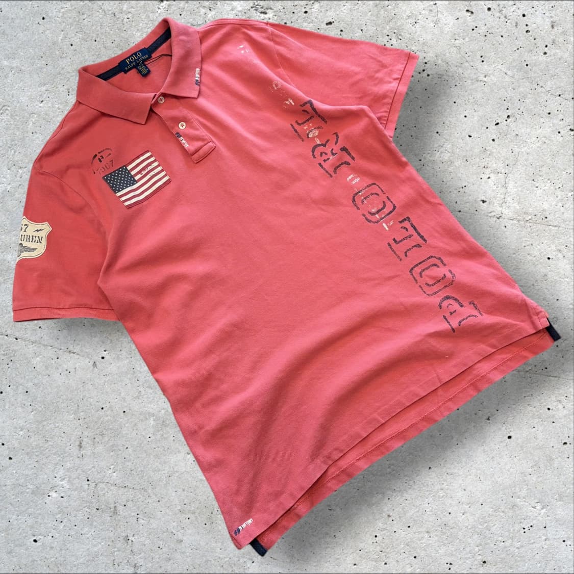 [XL] 폴로 랄프로렌 성조기 반팔 카라티 핑크 D606 상품이미지1