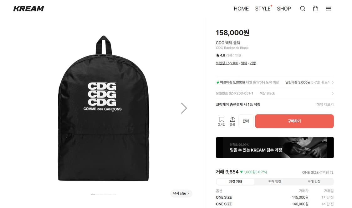 CDG 백팩 상품이미지1