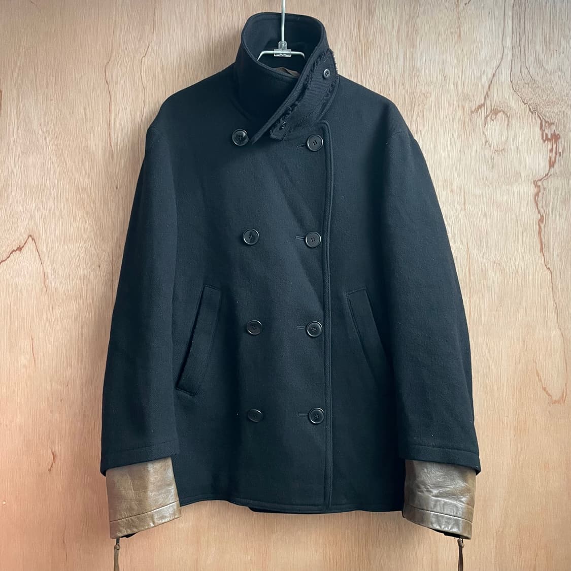 파세타즘 레더 레이어드 슬리브 피코트 상품이미지4