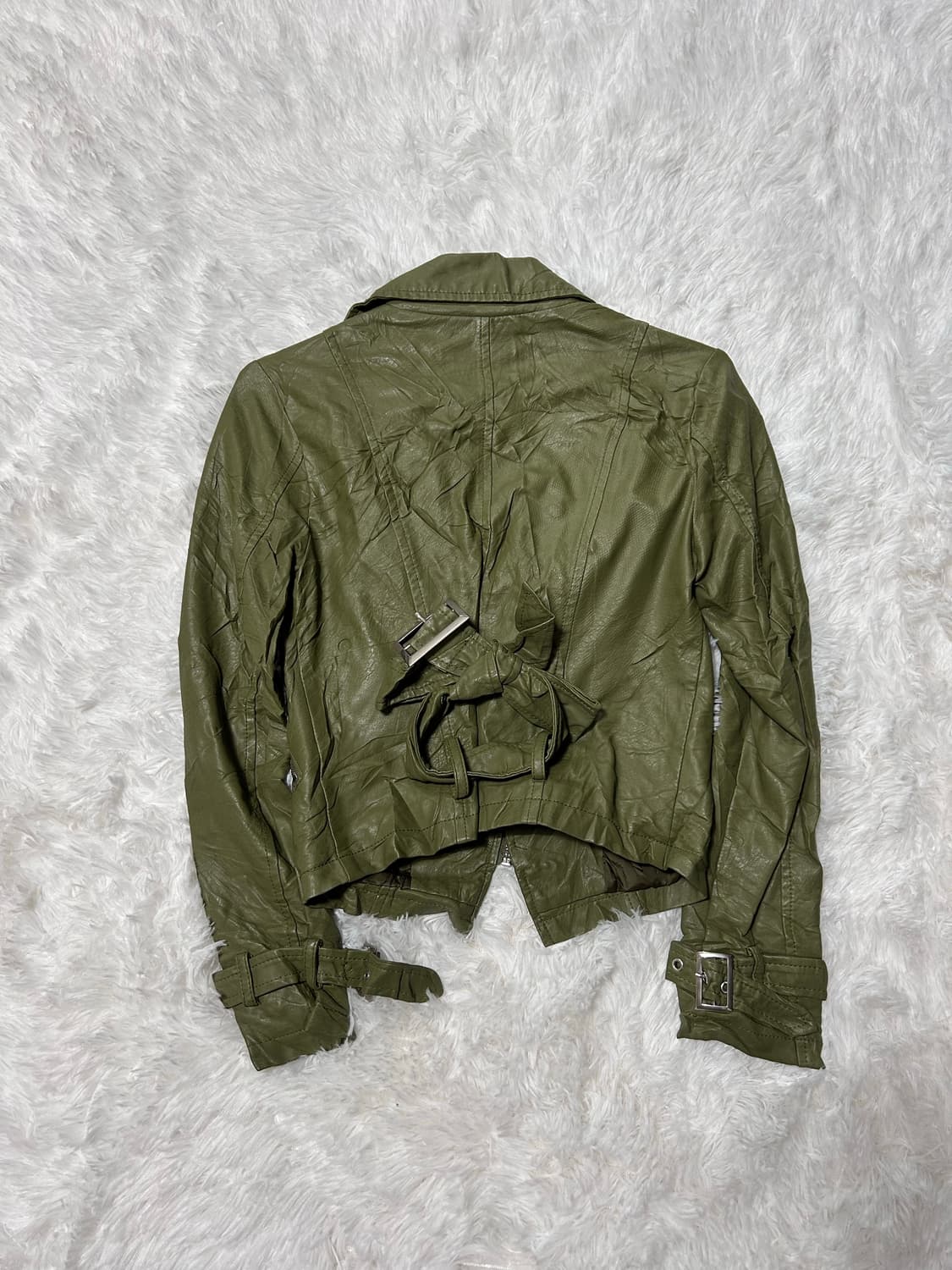 crumpled zipper detailed rider jacket 상품이미지4