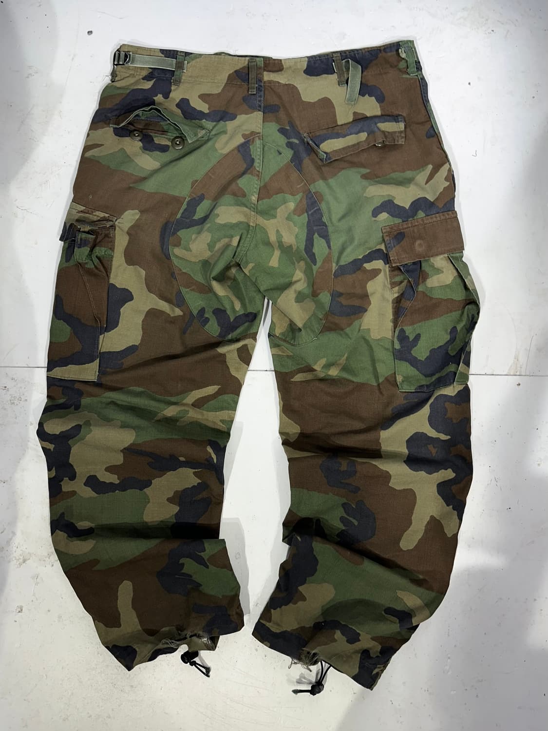 빈티지 카키 미군 밀리터리 카모 탄창 주머니 와이드 카고 바지   상품이미지5
