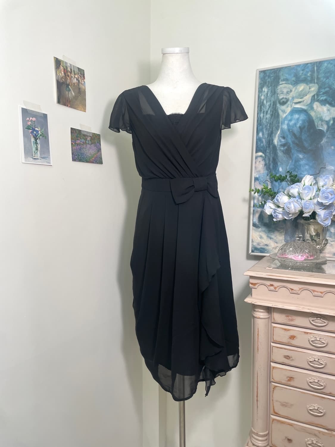 black draping waist bow beautiful opc 상품이미지1
