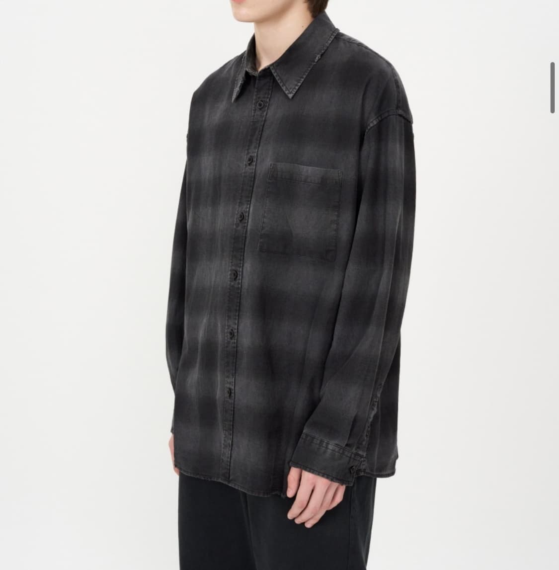 인사일런스 디스트로이드 다잉 체크 셔츠 WASHED BLACK L사이즈 상품이미지3