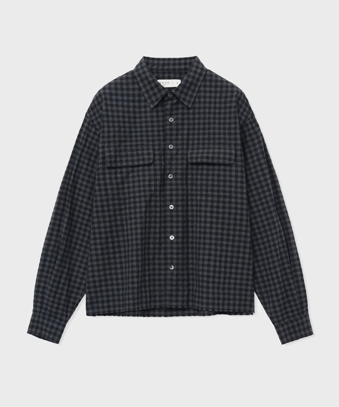 노운 크롭 체크 셔츠 자켓 상품이미지4