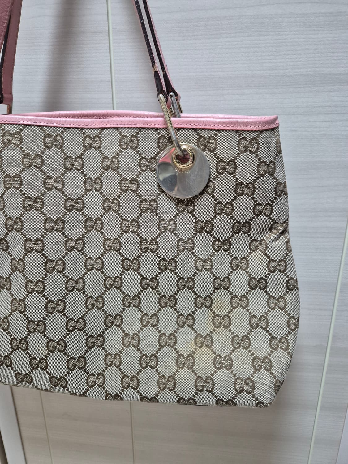 (정품) 구찌 GG로고 핑크 숄더백 토트백 자가드 상품이미지4
