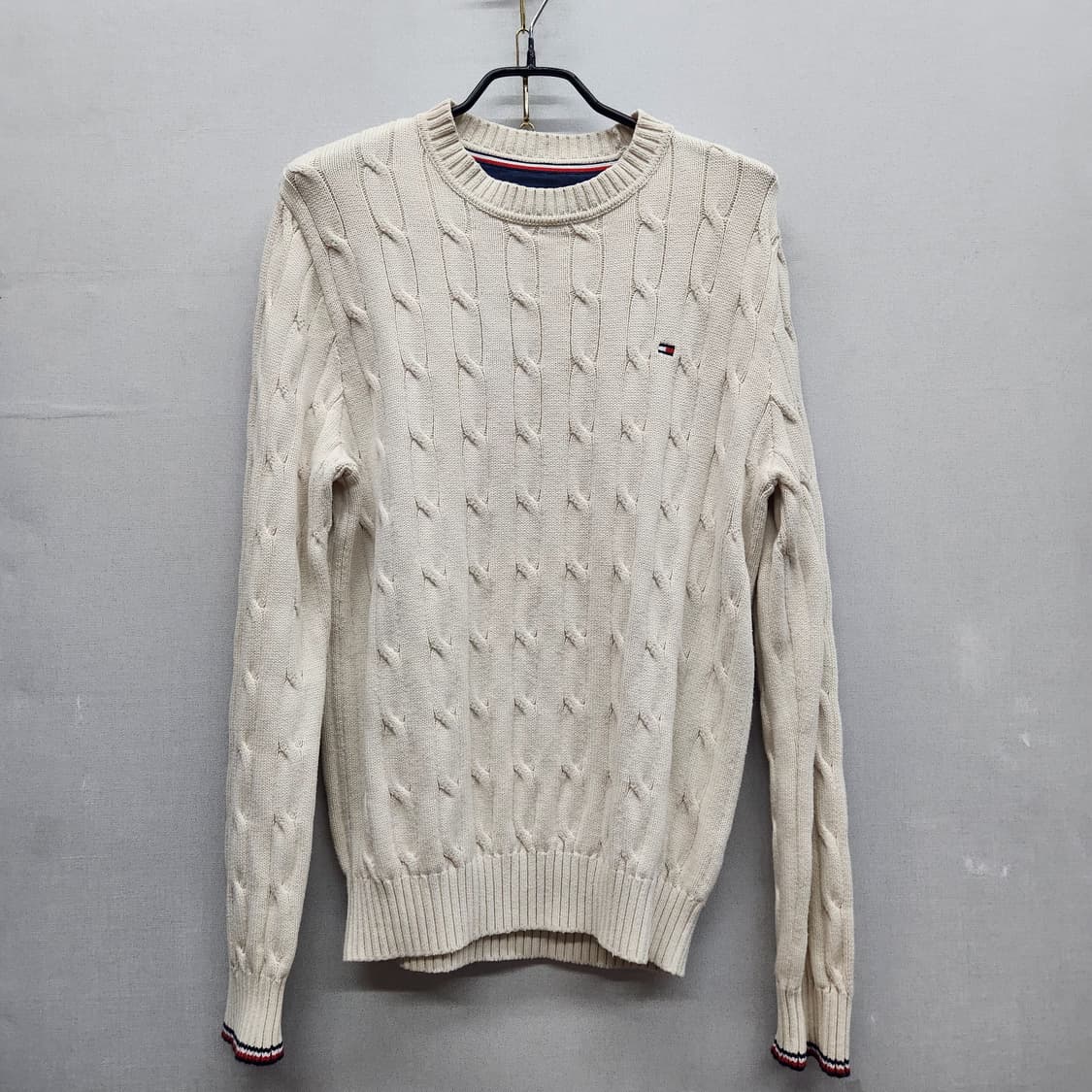 타미힐피거 로고 꽈배기 코튼 니트 S/P(M) 상품이미지1