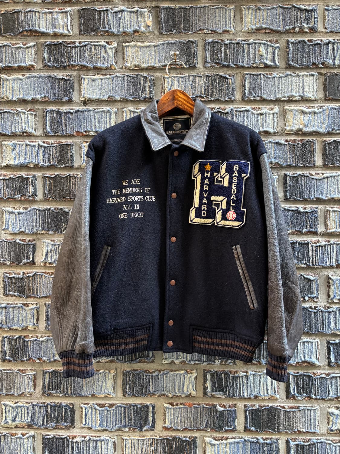 70s 하버드대학교 울레더 바시티자켓 상품이미지1