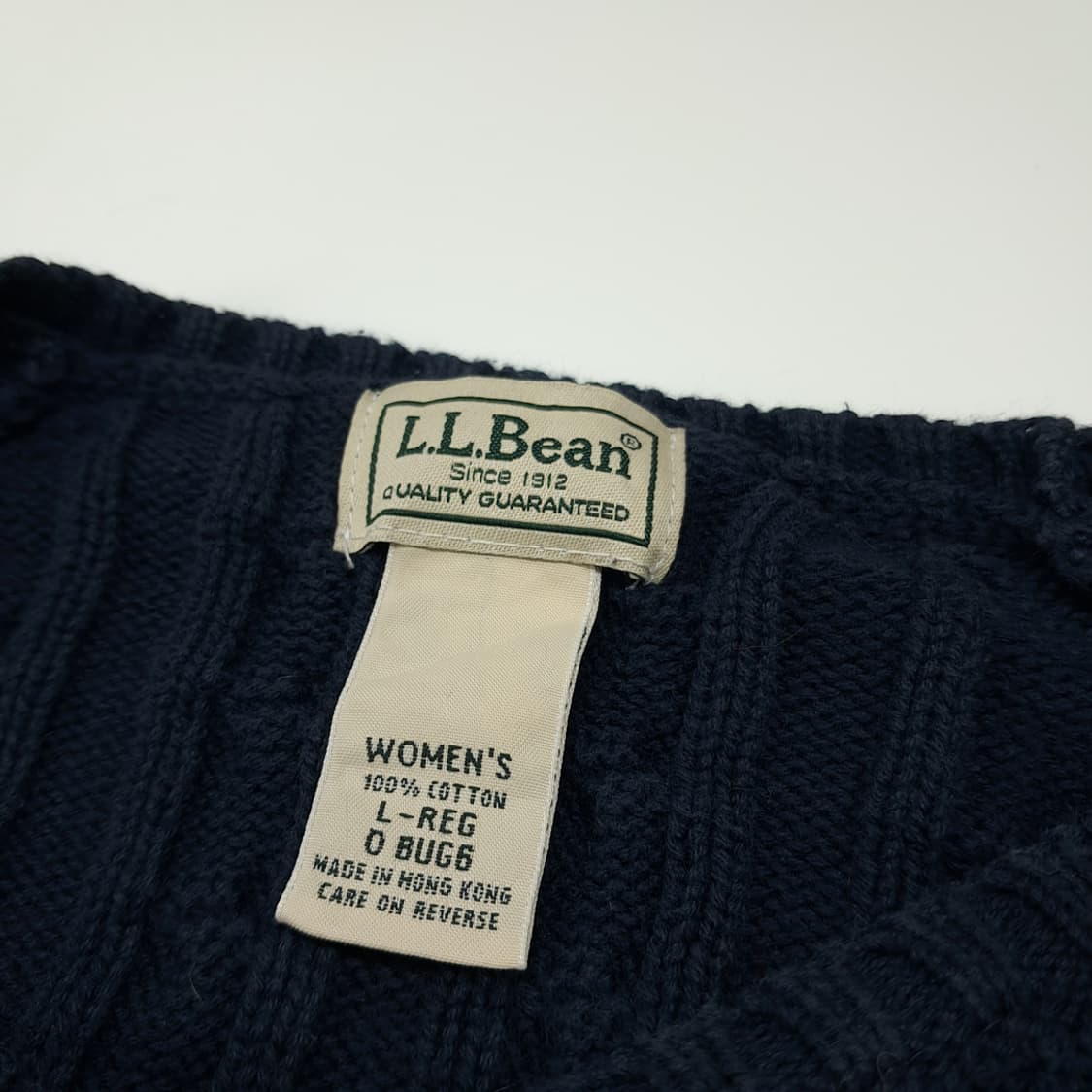 CL075 L 엘엘빈 90s  다크 네이비 피셔맨 케이블 니트 상품이미지3