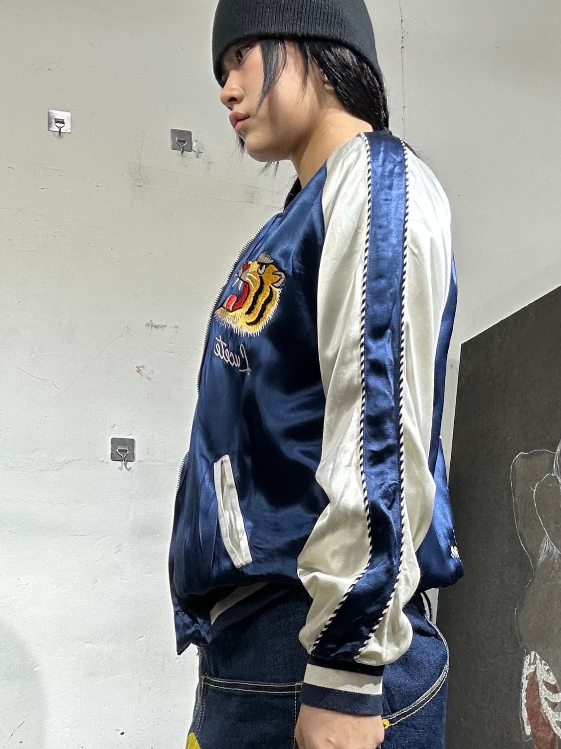 빈티지 Babaras 네이비 자수 스카잔 M 상품이미지3