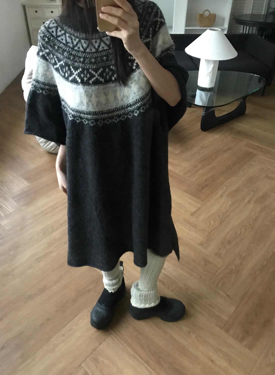 vintage pattern knit one-piece 상품이미지4