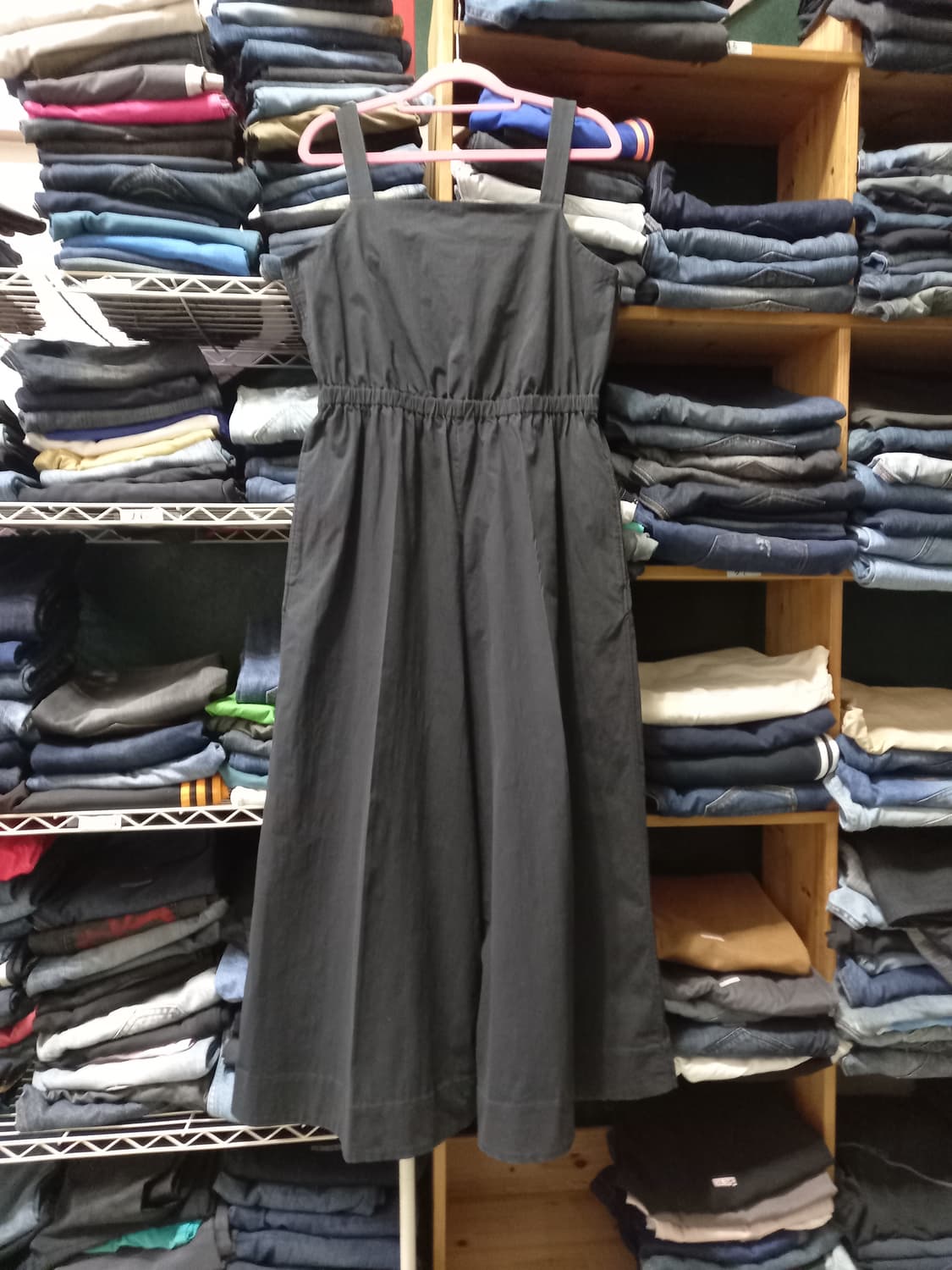 M95 COS 봄여름용 스판 플레어 멜빵바지 블랙 M-977 상품이미지1