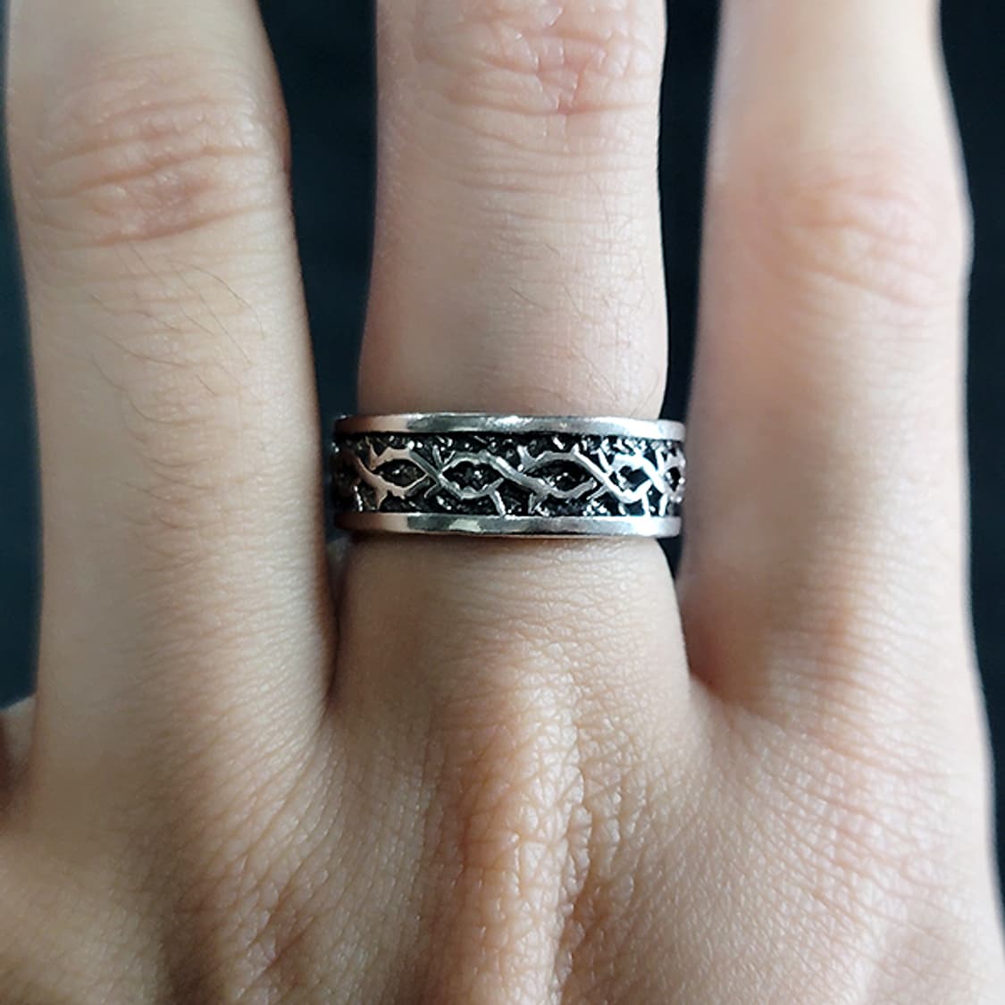 Thornbind 백동 남자 엔틱 빈티지 명품 고대 뿌리 가시 반지 상품이미지7