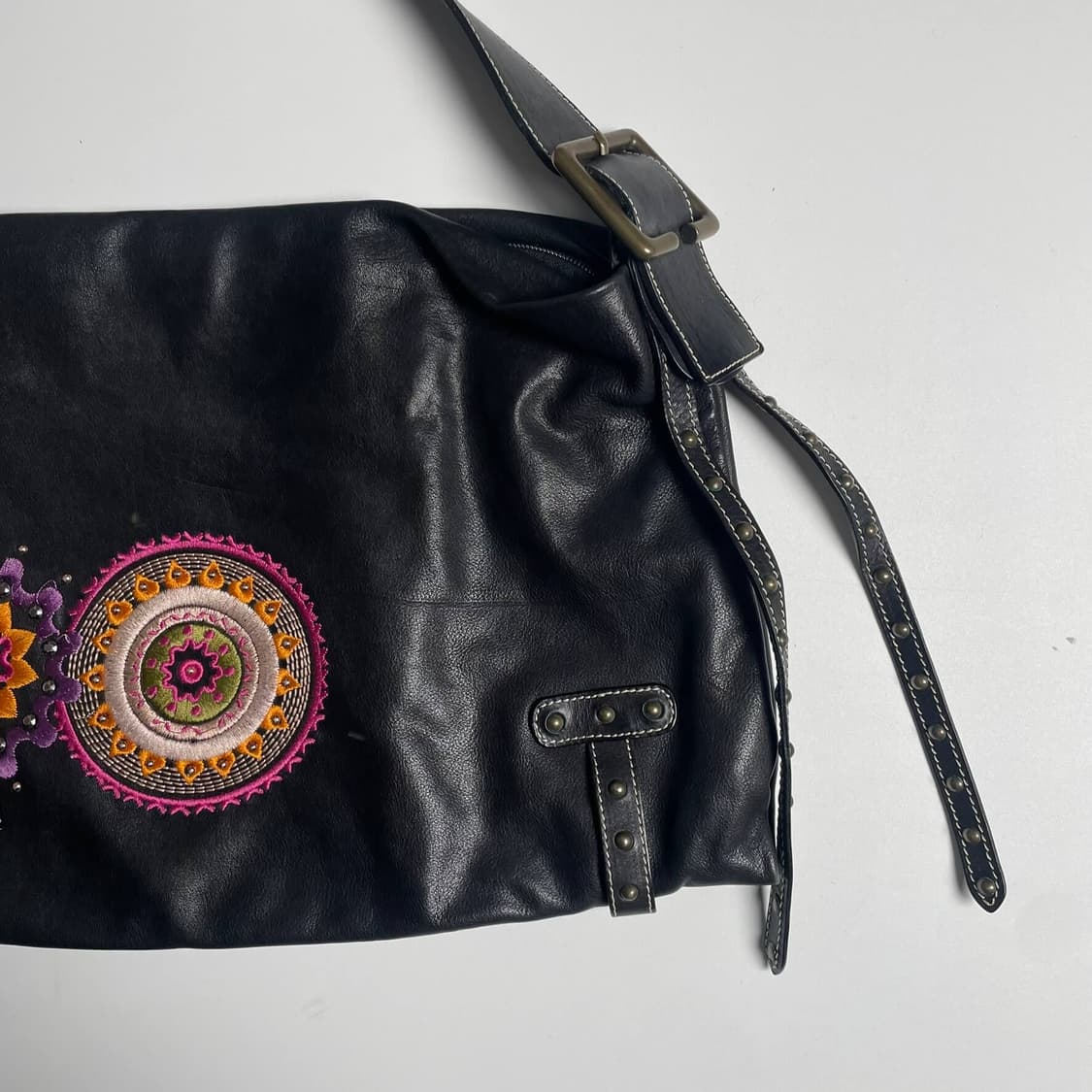 Gianni chiarini 꽃 자수 레더 백 (italy)   상품이미지4