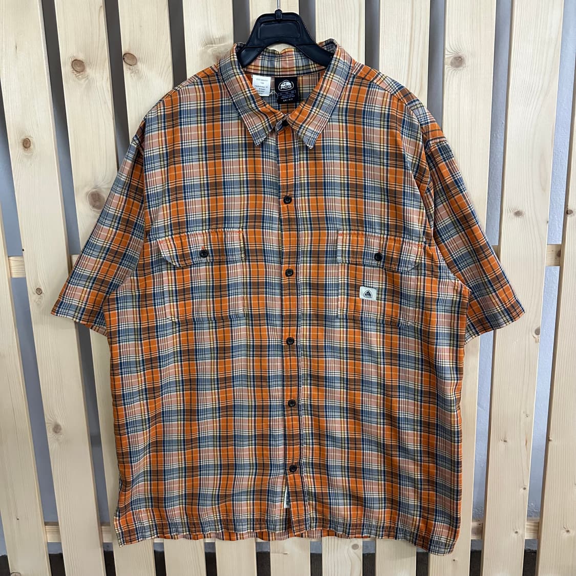 (XL) 나이키 ACG 90s 오렌지 체크 반팔 셔츠 상품이미지1