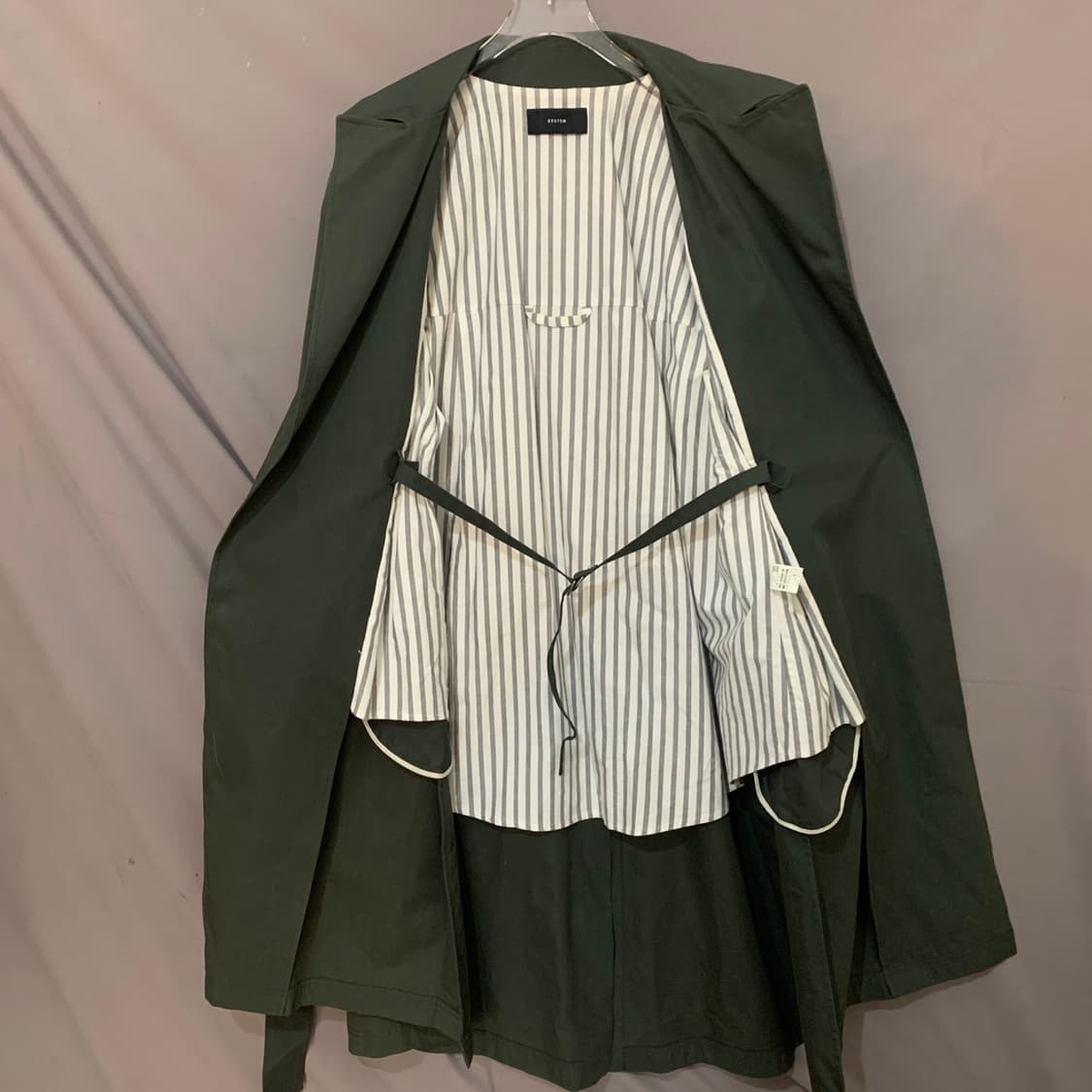 82 시스템 카키 벨티드 오버핏 트렌치 롱코트 상품이미지5