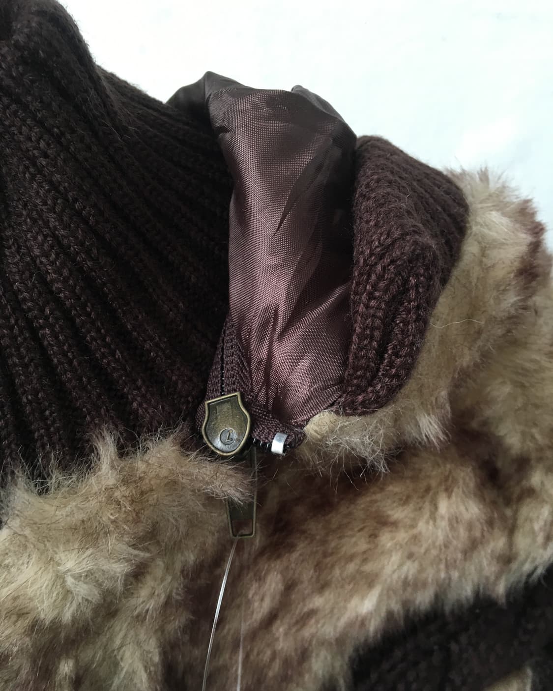 Fake fur high neck ribbed zip up 상품이미지4