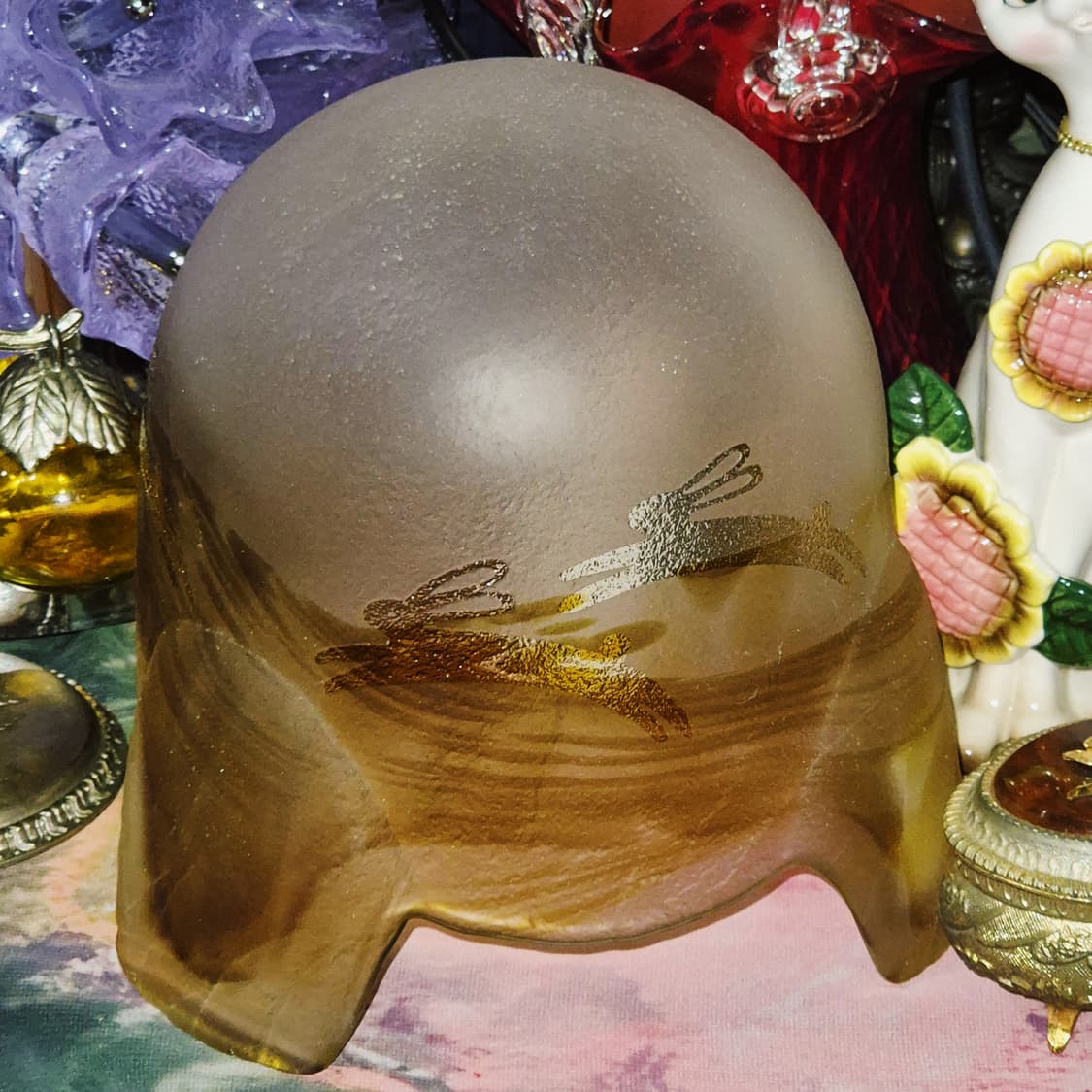 80s 츠키요노 스튜디오 불투명 달 토끼 카빙 램프 상품이미지9