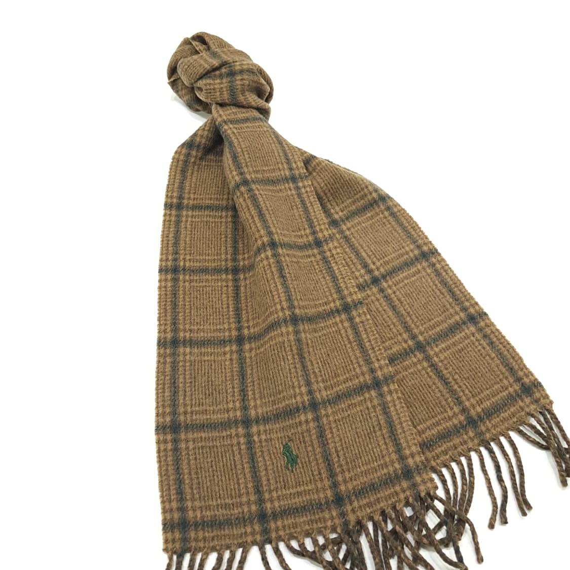 MX221 폴로 랄프로렌 브라운 체크 헤링본 버진울 양면 목도리 머플러 상품이미지2
