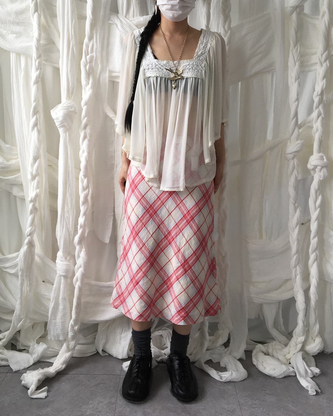 Crochet trimming cape mood top 상품이미지7