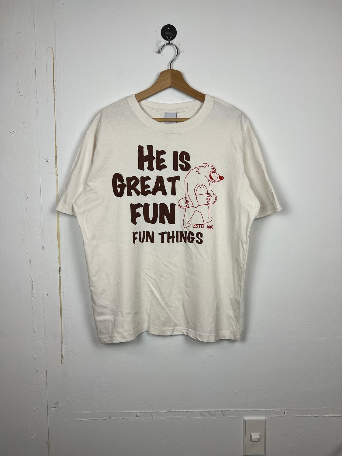 T245 POSITIVO.M 곰돌이 프린팅 반팔 티셔츠 LL 상품이미지1