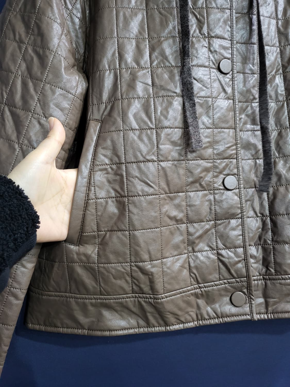 ROOM9 합성가죽 퀼팅후드자켓(새상품) 상품이미지4