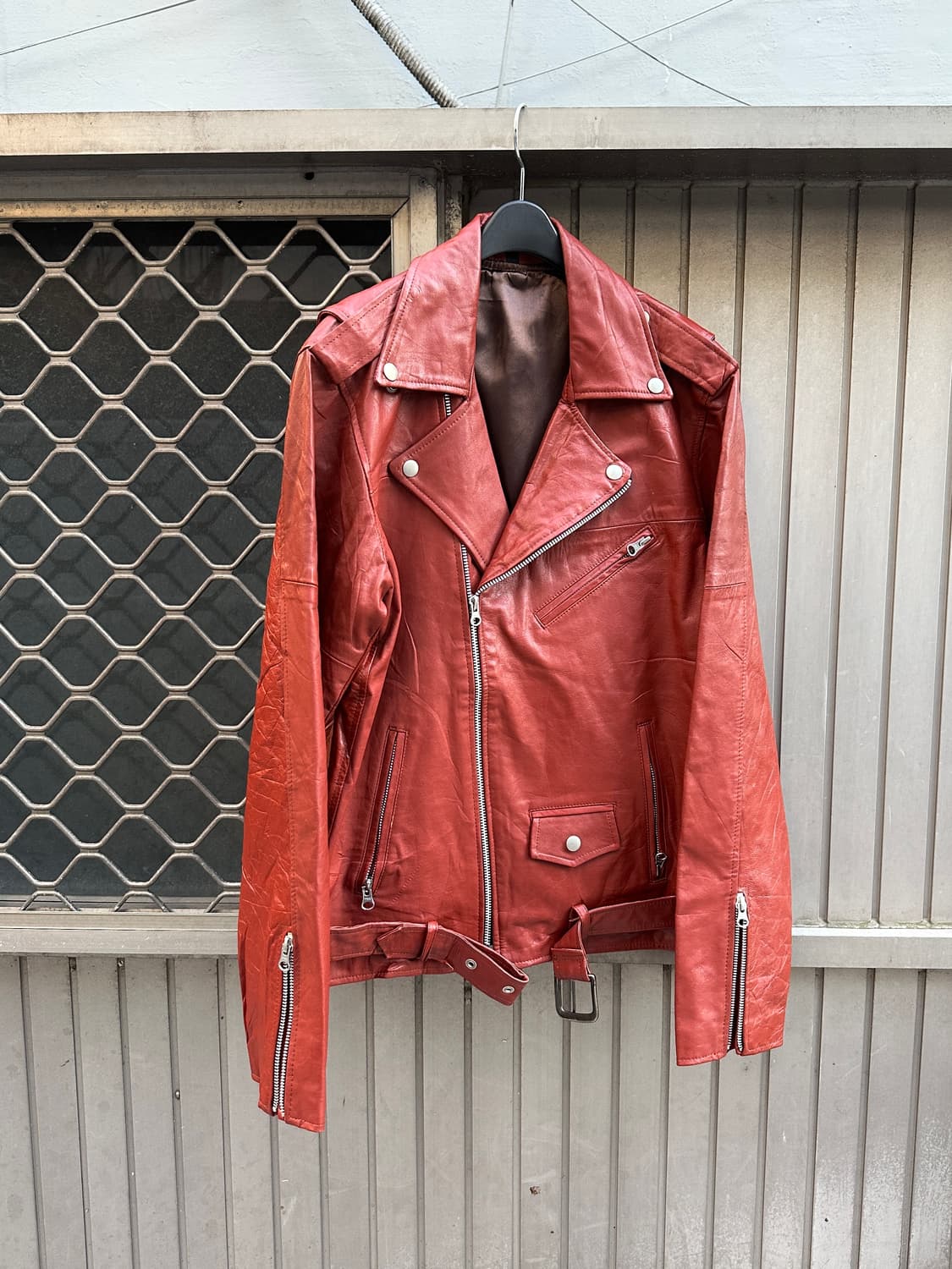 Burgundy genuine sheepskin leather jacke 상품이미지2