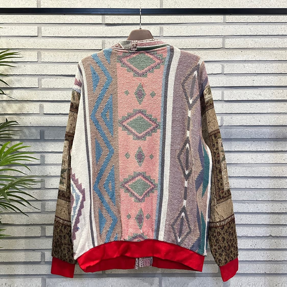 USA VINTAGE 러그 블랭킷 리메이크 가디건 아즈텍 패턴 믹스 배색 상품이미지3