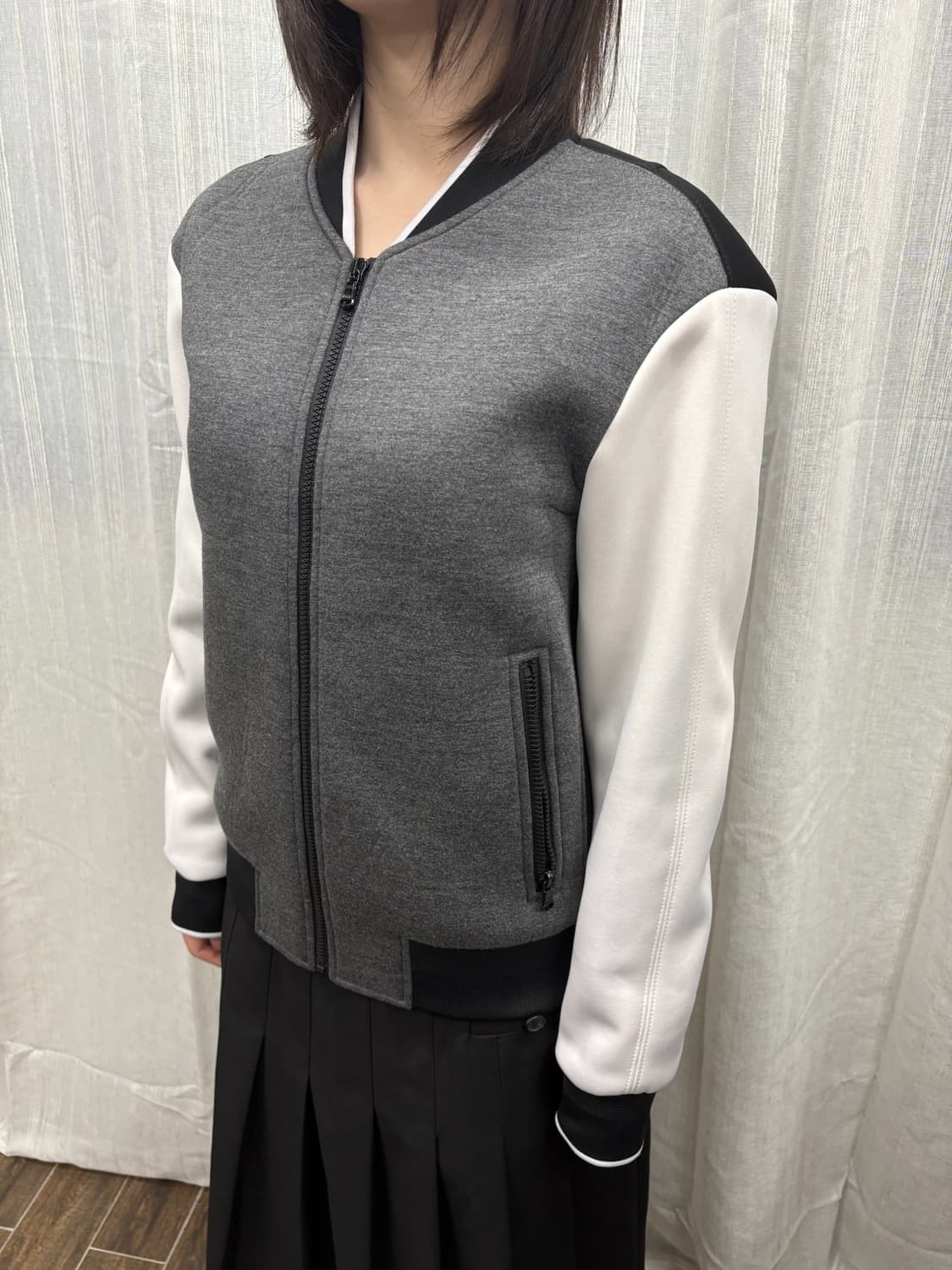 우영미 솔리드옴므 네오프렌 스타디움 블루종 자켓 상품이미지1