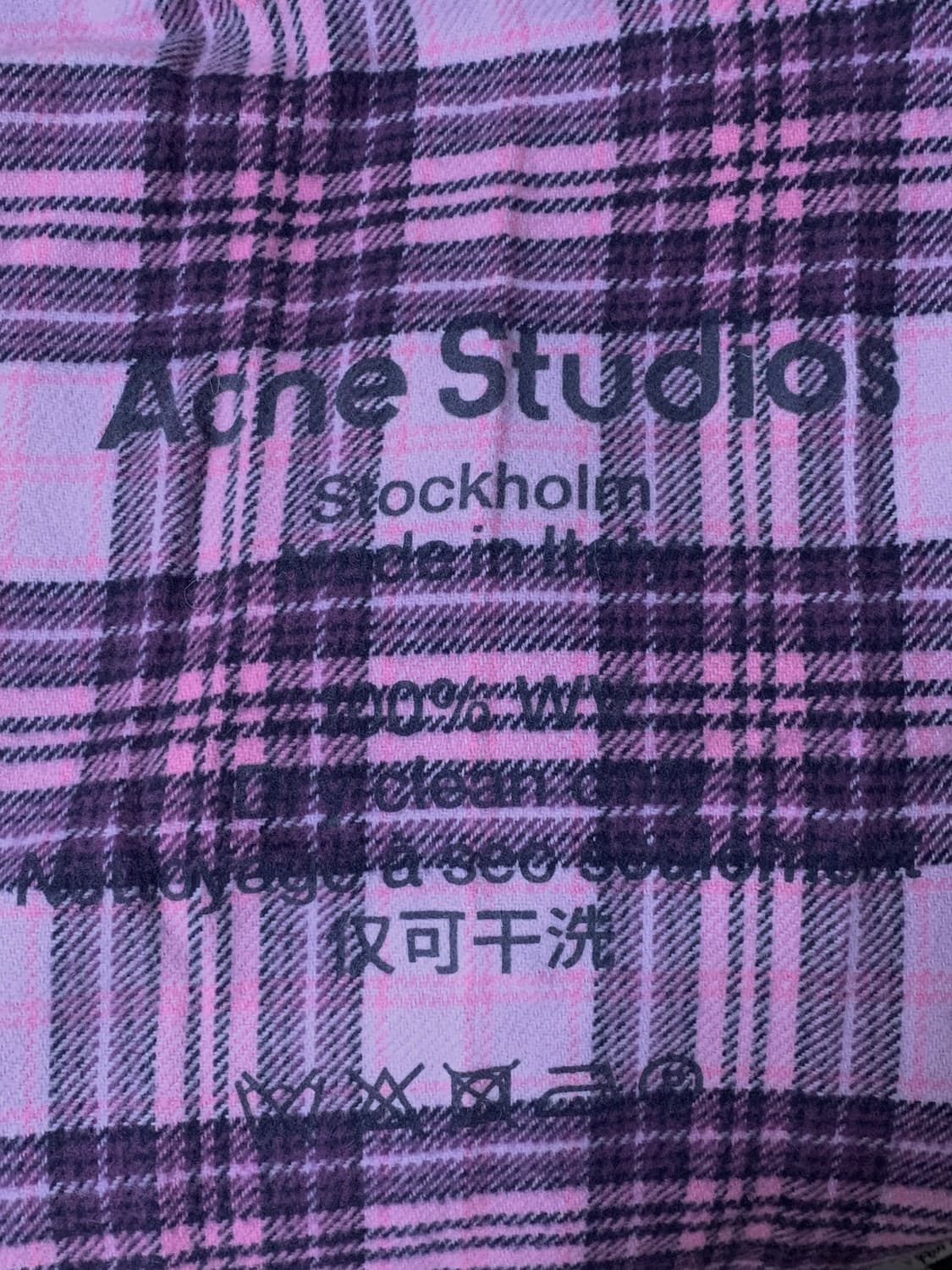 아크네 스튜디오 타탄 체크 울 로고 머플러 퍼플 상품이미지3