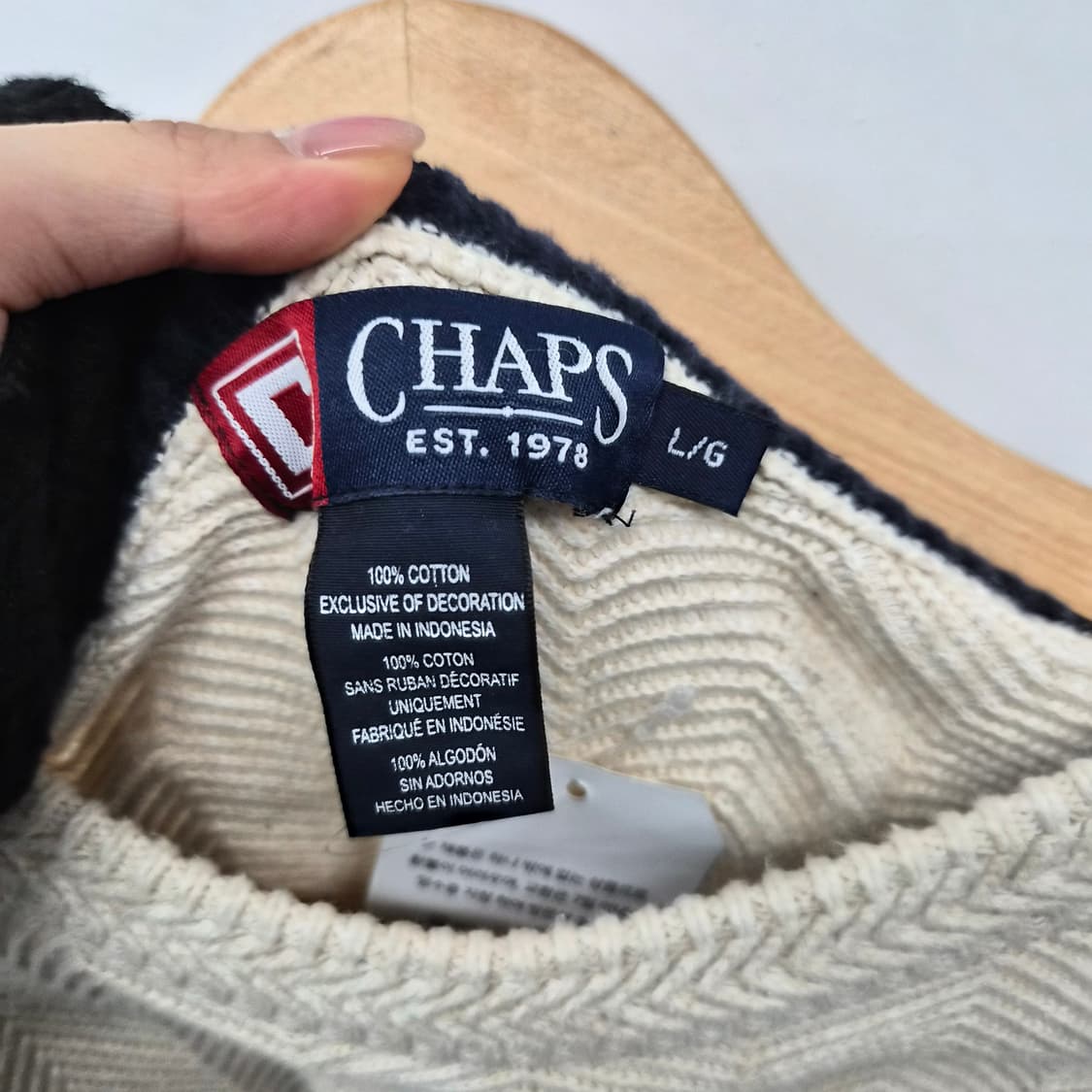 챕스 랄프 로렌 빈티지 헤링본 베이지 코튼 니트 남성 L 상품이미지4