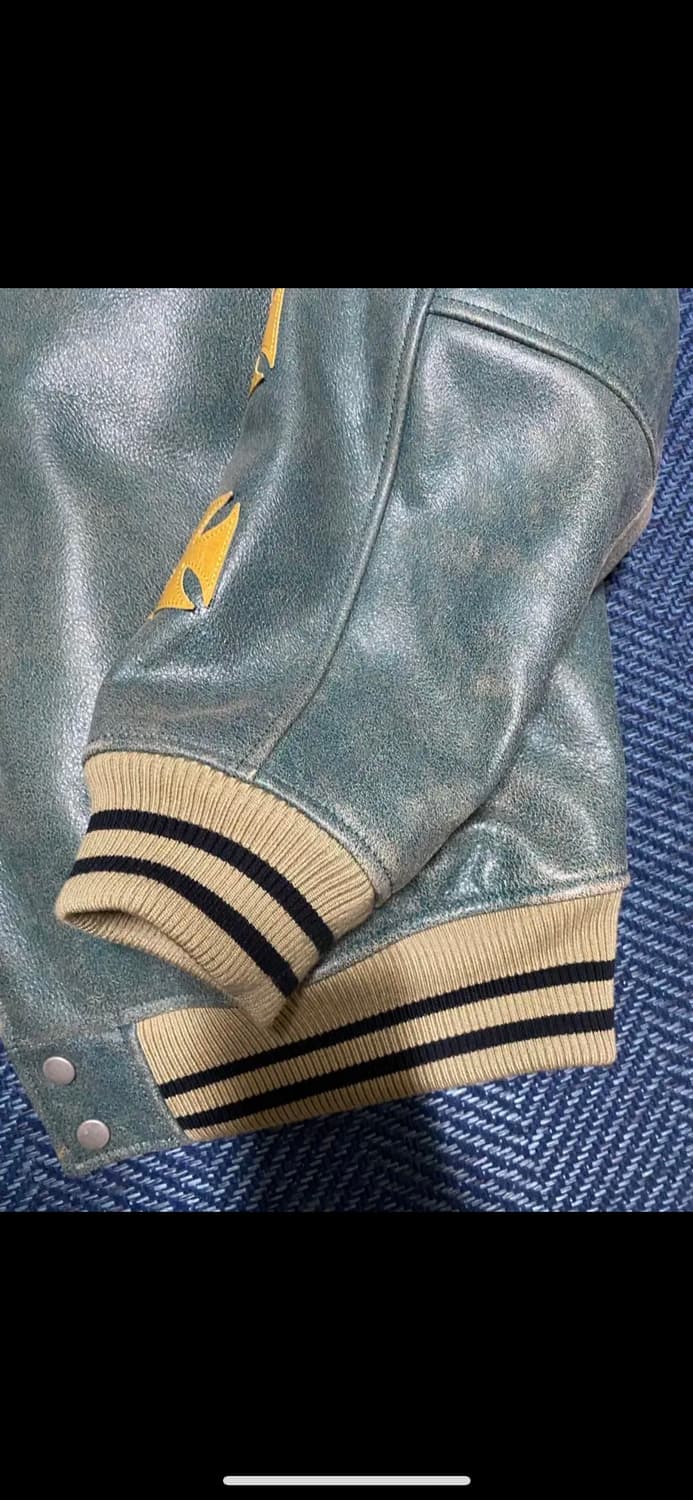 헤리티지플로스 알프레드 레더 바시티자켓 m 그린 상품이미지3