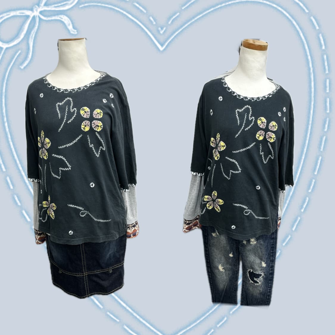 🩶하구미의 에스닉  코디세트🩶 나염 티셔츠 레이어드 괴짜 히피 상품이미지2