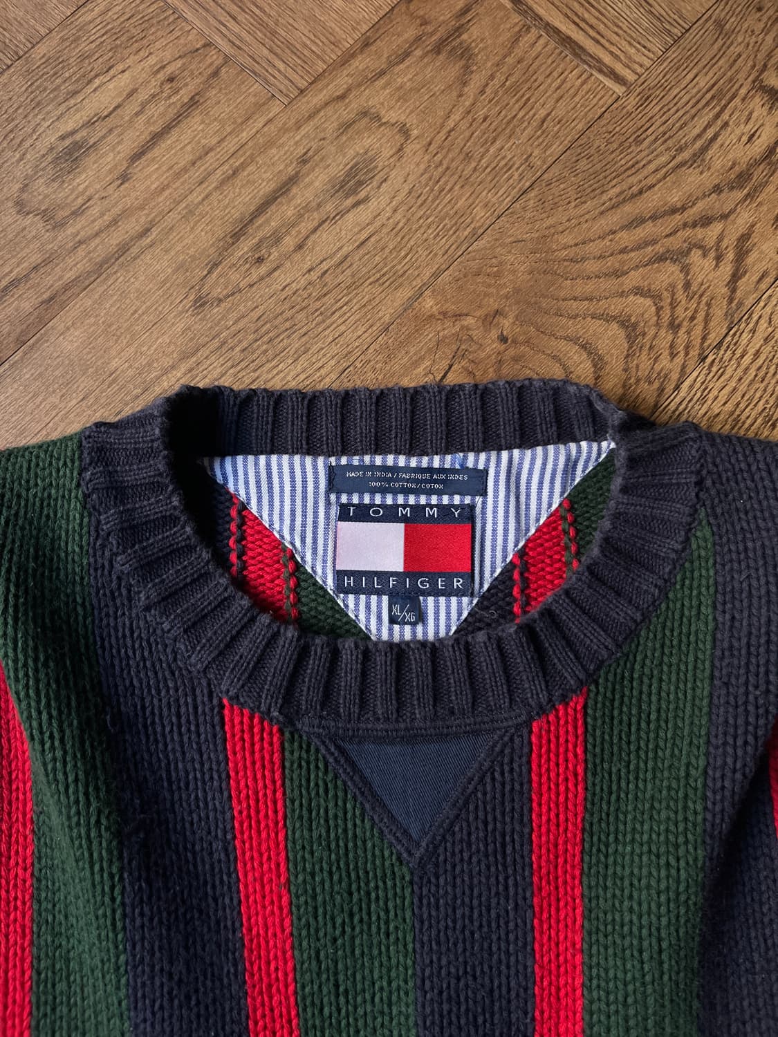 [XL]90's 타미힐피거 멀티컬러 스트라이프 코튼 니트 상품이미지2