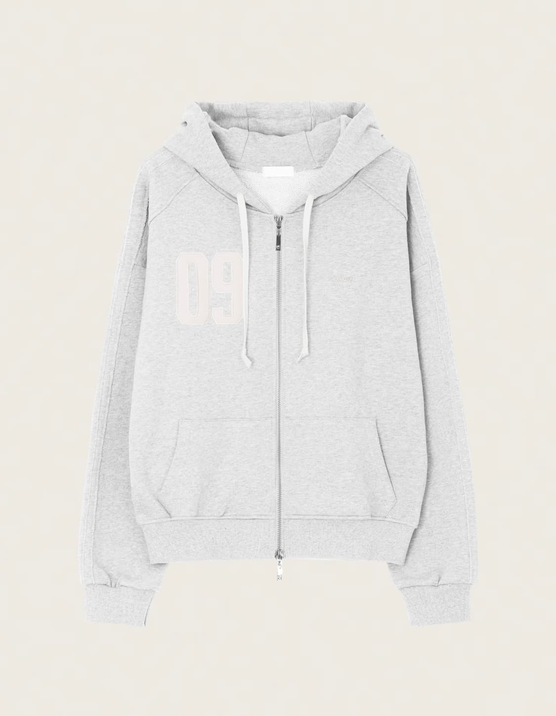 (새상품) 클리시어 09 넘버링 후드집업 라이트 멜란지 상품이미지1