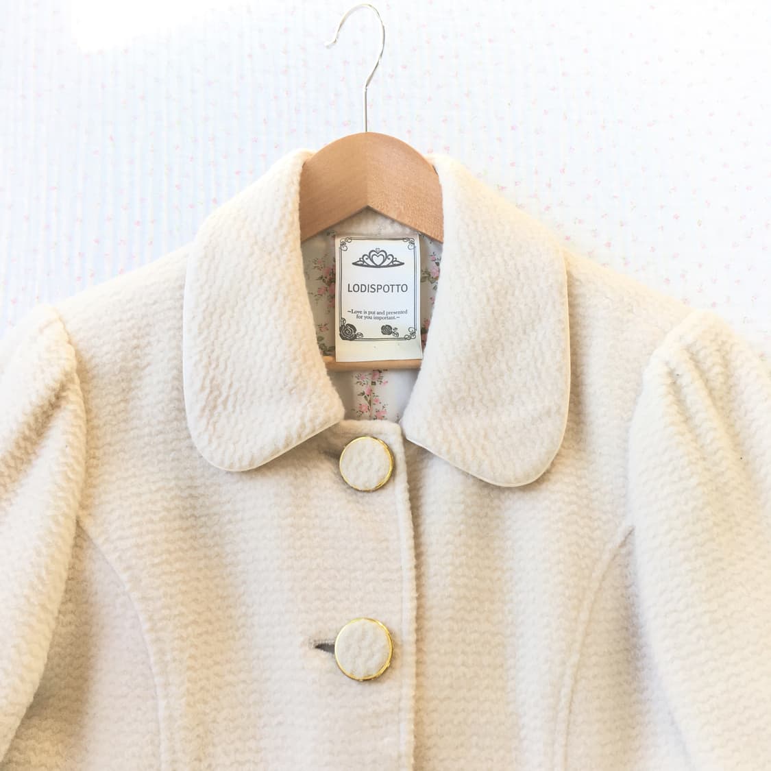 LODISPOTTO/  크림 리본 프릴 코트 히메갸루 라떼갸루 리본코트 상품이미지3